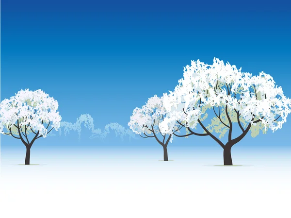 Zamrożone drzewa pokryte śniegiem — Wektor stockowy