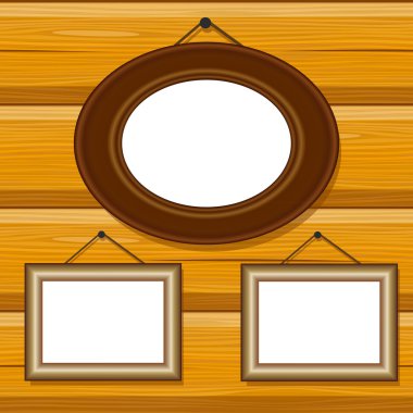 Frames on wooden blockhouse wall pattern clipart