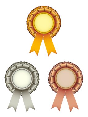 Vector gold silver bronze award ribbons bow clipart