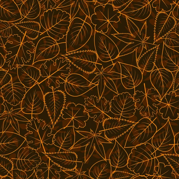 Контурный осенний золотой лист без швов — стоковый вектор