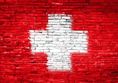 Switzerland flag painted on wall clipart