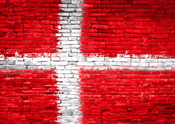 Denemarken vlag geschilderd op de muur — Stockfoto