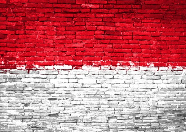Vlajka Indonésie maloval na zdi — Stock fotografie