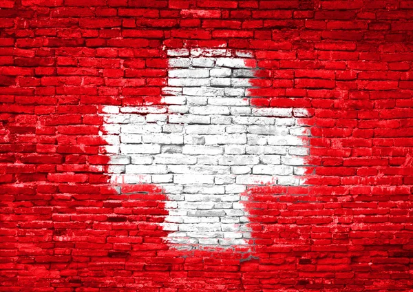Schweizer Flagge an Wand gemalt — Stockfoto