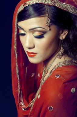 Beautiful indian girl with bridal makeup clipart
