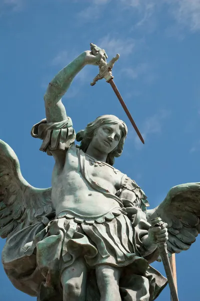 Saint Michael statue on the top of Castel Sant Angelo in Rome — Stock ...