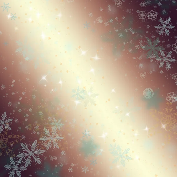 Sfondo dorato di Natale con fiocchi di neve — Foto Stock
