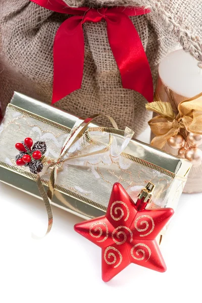 Christmas decorations and presents — Stock Photo, Image