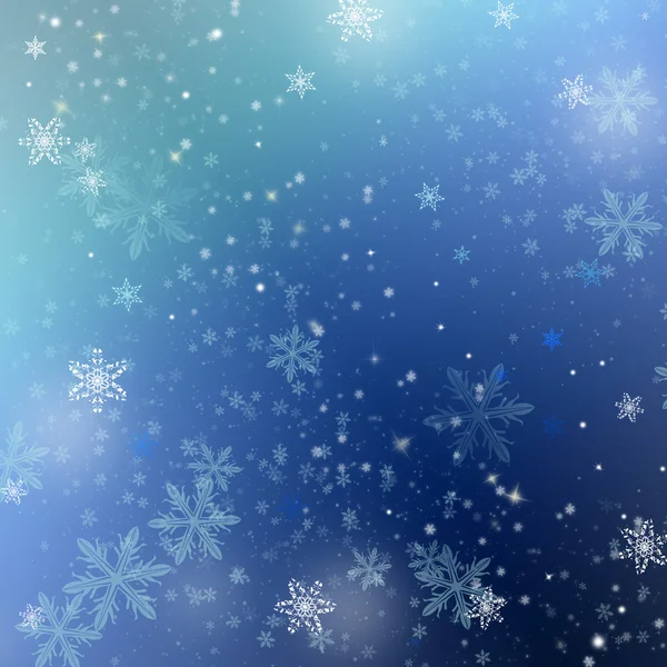 有雪花的蓝色圣诞背景 — 图库照片#