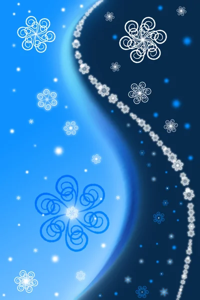 Прекрасний синій зимовий фон зі сніжинками — стокове фото