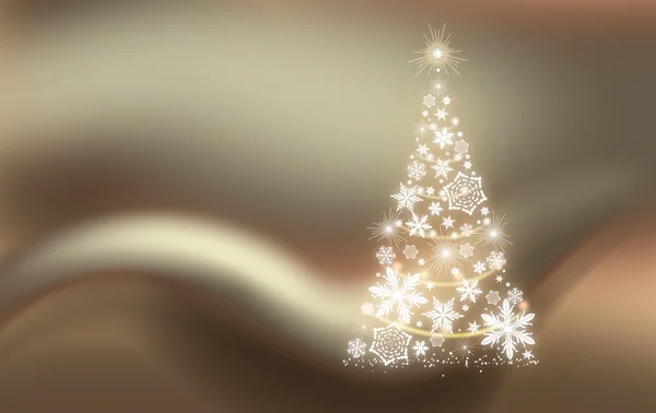 Golden snowflakes and Christmas tree background — Stock Photo, Image