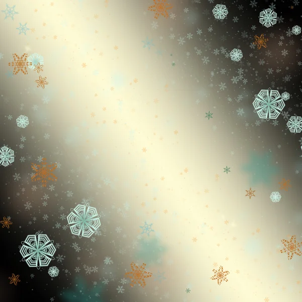 Zlaté vánoční pozadí se sněhové vločky — Stock fotografie