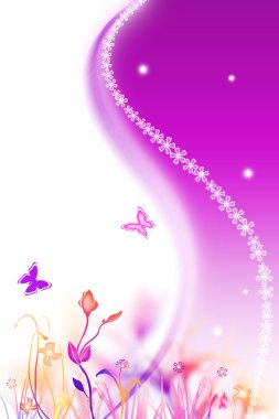 Spring purple background with flowers clipart