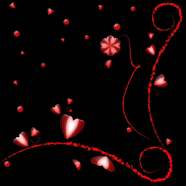 Hermoso fondo abstracto con corazones y flores — Foto de Stock