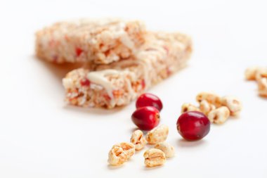 Cereal bars with puffed wheat and cranberries clipart