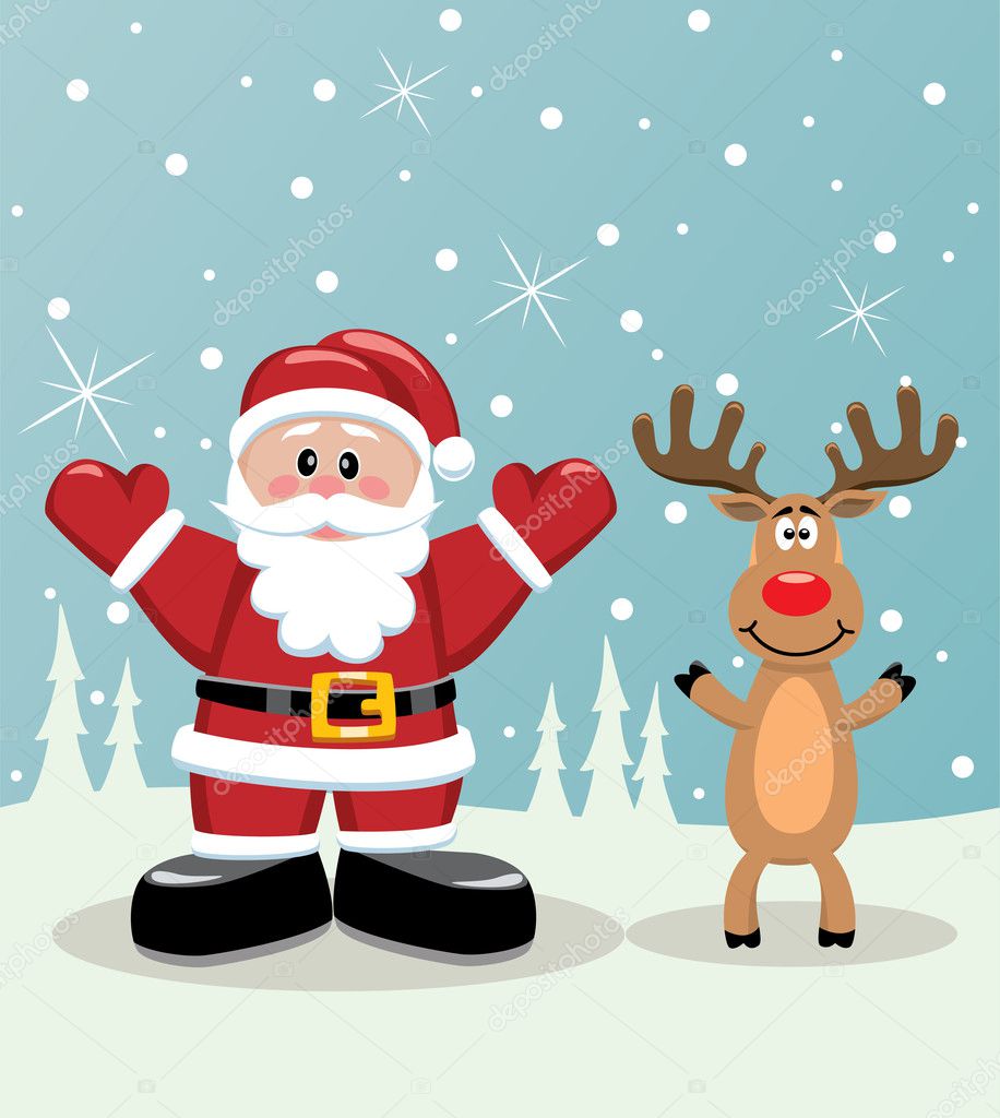 Santa and rudolph deer — Stock Vector © dmstudio #7028429