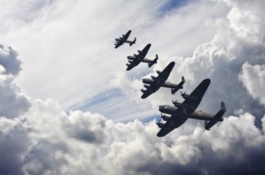 World War Two British vintage flight formation clipart