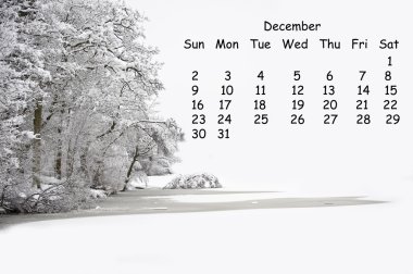 English landscape 2012 calendar page December clipart