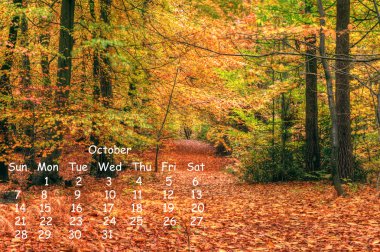 English landscape 2012 calendar page October clipart