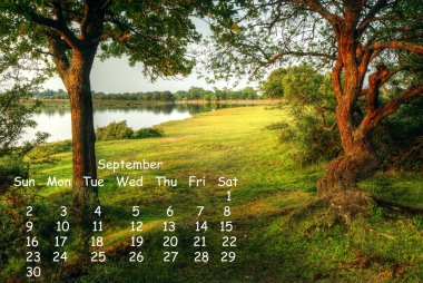 English landscape 2012 calendar page September clipart