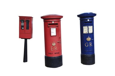 Georgian and Elizabethan Royal Mail letter boxes in England with clipart