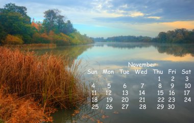 English landscape 2012 calendar page November clipart