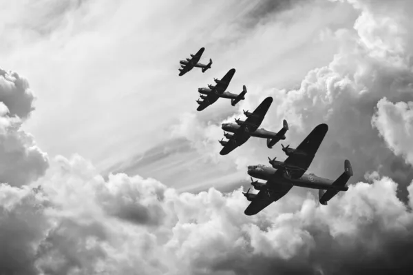 Imagem retrô em preto e branco dos aviões Batttle of Britain WW2 — Fotografia de Stock