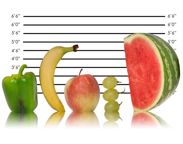 Unique image saine alimentation de fruits sur la police id line up — Photo