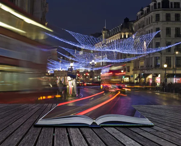 Concepto creativo idea de Londres luces de Navidad que salen de m —  Fotos de Stock