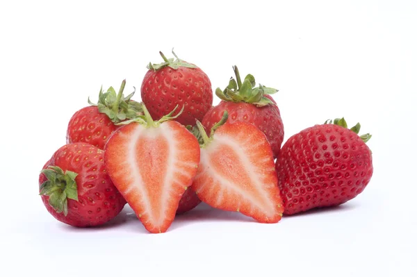 Fresh sliced strawberries isolated on white background — Stock Photo, Image