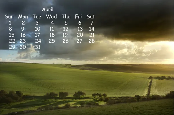 English landscape 2012 calendar page April — Stock Photo, Image