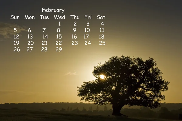 English landscape 2012 calendar page February — Stock Photo, Image
