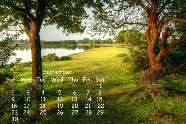 Polski pejzaż 2012 kalendarz stronie września — Zdjęcie stockowe