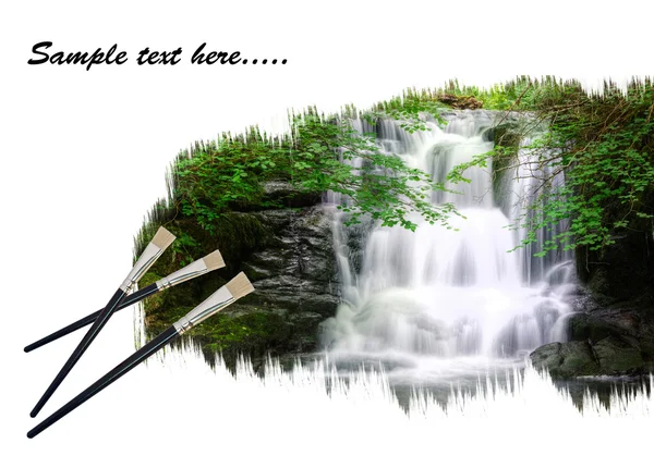 Imagem de conceito criativo de pincéis de pintura de terras cachoeira — Fotografia de Stock