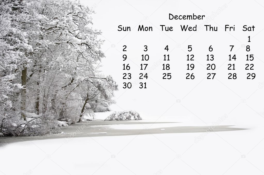 English landscape 2012 calendar page December