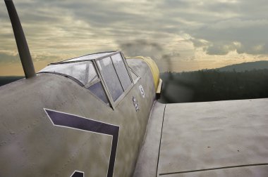 World War Two era German airplane in flight clipart