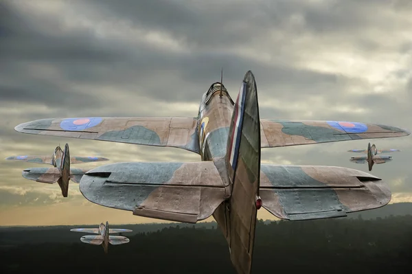 2. Dünya Savaşı dönemi Avrupa uçak kasırga uçuş — Stok fotoğraf