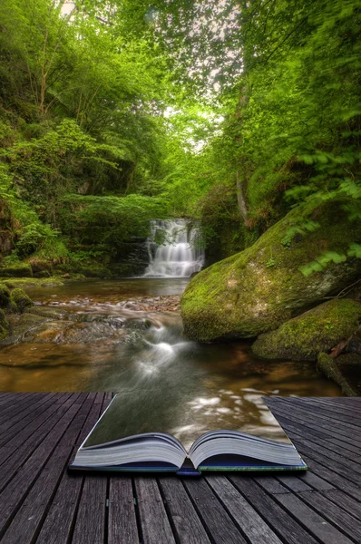 Concetto creativo immagine di cascata foresta fluente provenienti da — Foto Stock