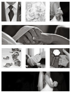 Wedding Collage collection in black and white clipart