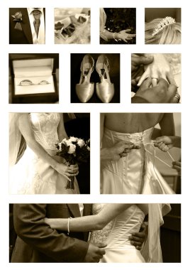 Wedding Collage background collection in sepia clipart
