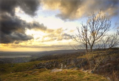 Stunning landscape across top of ancient mountain gorge with bea clipart