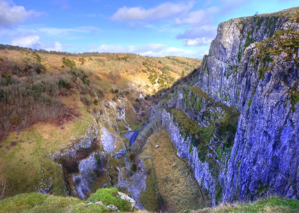 stock image Stunning landscape across top of ancient mountain gorge with bea