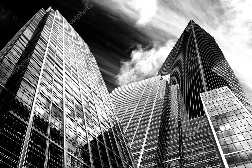 Dramatic high contrast black and white business concept image