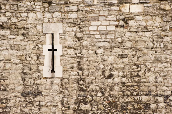 Medieval castle wall arrow slit background texture — Stock Photo, Image