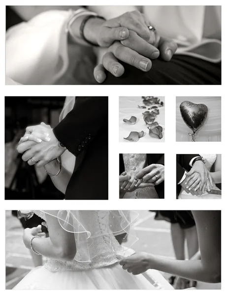 Bröllop collage samling i svart och vitt — Stockfoto