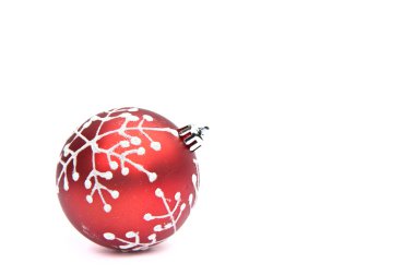 Red Christmas bauble tree decoration on white background clipart