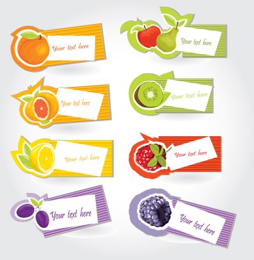 Vector fruit sticker set clipart