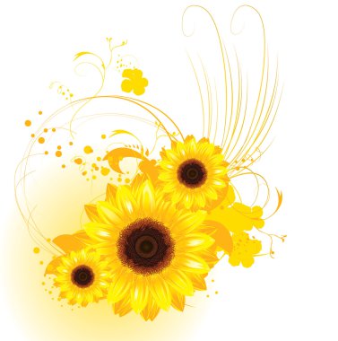 Orange background with sunflowers clipart