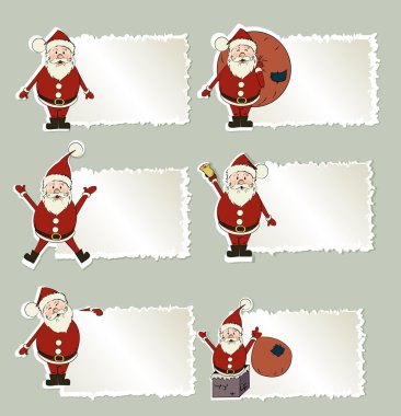 set of christmas label Santa Claus clipart