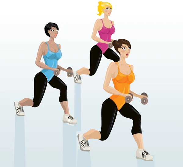 Young attractive girls exercising — Stock Vector